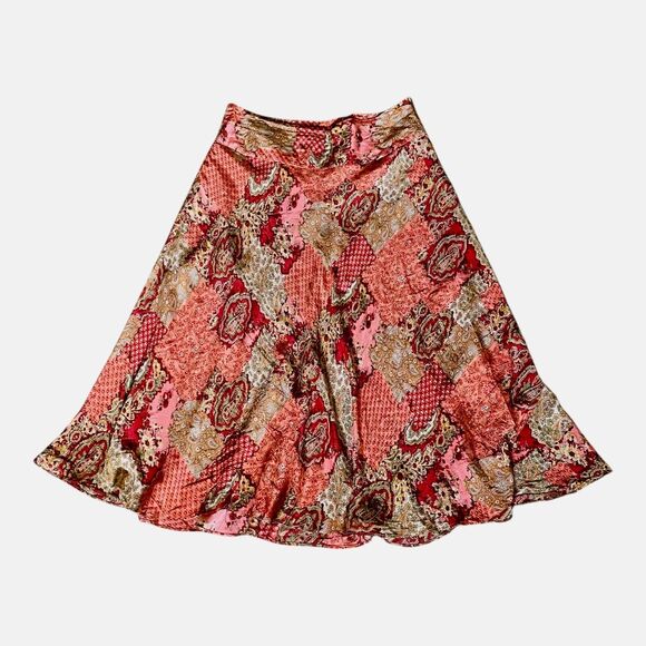SUNNY LEIGH 100% Silk Chiffon Flared Skirt Lined Multicolor Sz 12 - Picture 5 of 10